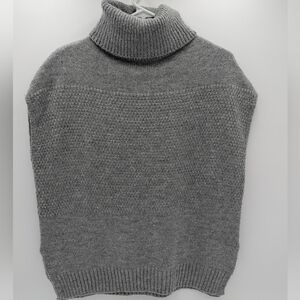 Oscar-St Heather Grey Turtleneck Sweater Vest Mixed Stitch Knit Sleeveless Small